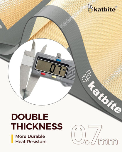 Silicone Baking Mat, Katbite Large Baking Mat Set of 3-2 Half Sheets Mats (11 5/8" x 16 1/2") + 1 Quarter Baking Sheets, Reusable & Nonstick Bakeware Mats for Cookies, Macarons, Bread and Pastry