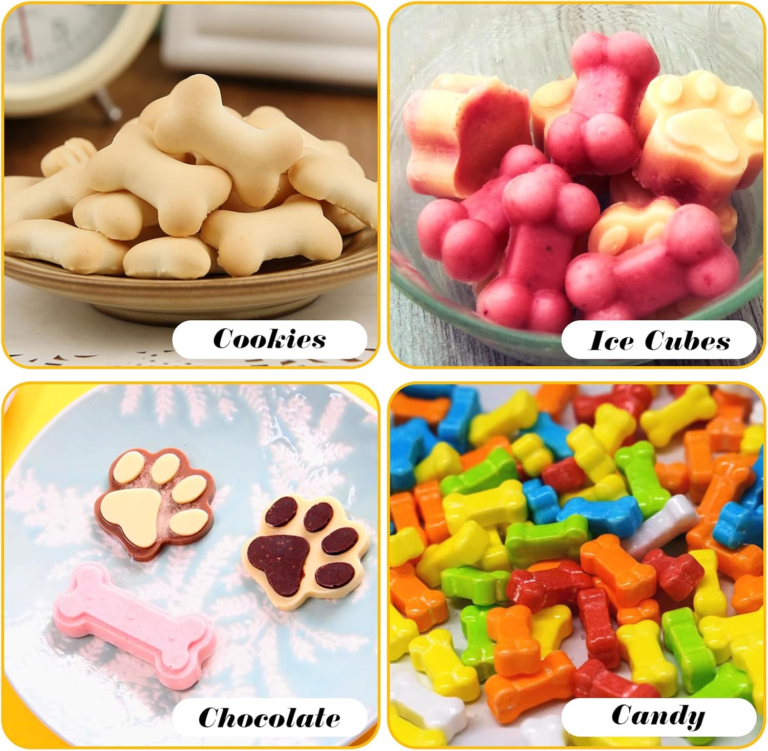 6PCS Silicone Molds Puppy Dog Paw and Bone, Elegant Chocolate Molds for Baking, Non-Stick gummy molds, Dog Treat Molds, Used for Chocolate, Candy,Pudding, Jelly,Ice Cube,Biscuits,Dog Treat by AOULELA