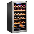 Ivation 24 Bottle Compressor Wine Cooler Refrigerator w/Lock | Large Freestanding Wine Cellar For Red, White, Champagne or Sparkling Wine | 41f-64f Digital Temperature Control Fridge Stainless Steel