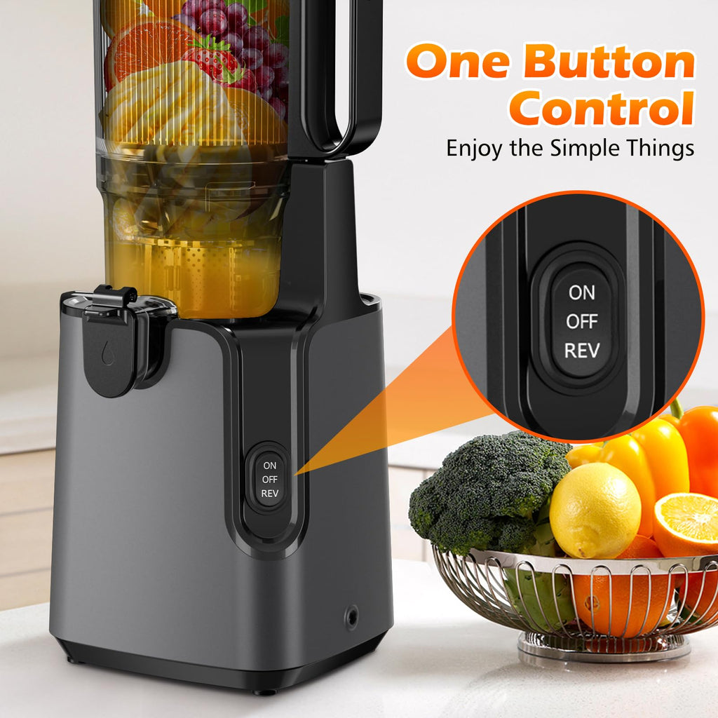 Juicer Machines with 6.1" Extra Large Feed Chute, Cold Press Juicer For Whole Vegetables and Fruits, 350W Professional Masticating juicer Easy to Clean for Batch Juicing (Titanium Gray)