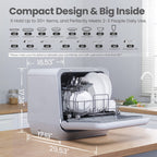 COMFEE' Portable Mini Dishwasher Countertop with 5L Built-in Water Tank for Apartments& RVs, No Hookup Needed, 6 Programs, 360° Dual Spray, 162℉ High-Temp& Air-Dry Function