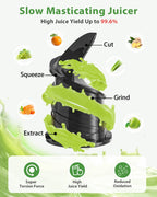 Juicer Machines, ECOSELF Cold Press Juicer with 4.35" Large Feed Chute Fit Whole Fruits and Vegetables, Juice Extractor Self Feeding Effortless for Batch Juicing, Easy to Clean, High Juice Yield