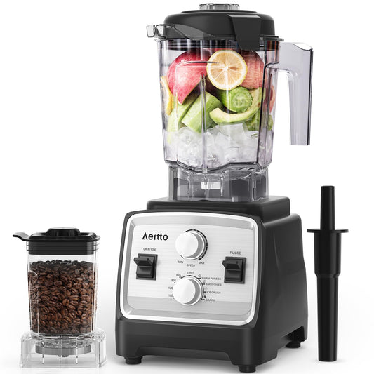 Aeitto Blender, Blenders for Kitchen with 1800W Motor, 68Oz. Large Capacity, 2-in-1 Blender & Grinder Combo, BPA-Free Countertop Professional Blender for Smoothies, Ice Crush, Frozen Drinks, Silver