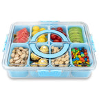 Divided Serving Tray with Lid and Handle,8 Compartments Snacks Box,Snack Fruit and Veggie Tray,Portable Platter for Candy Fruits Nuts Snack Party Entertaining Picnic (1 PCS)