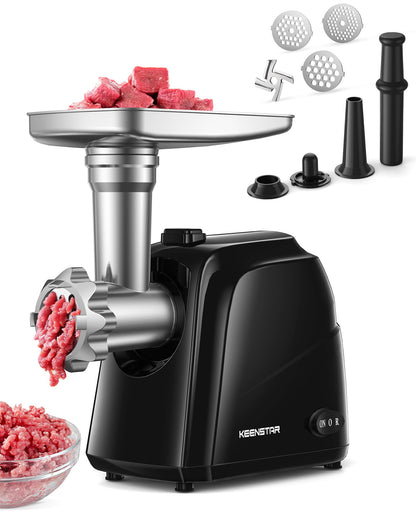 Electric Meat Grinder, Sausage Stuffer Maker Food Grinder with Blade & 3 Plates, Sausage Stuffer Tubes & Kubbe Kit, Heavy Duty Meat Mincer Machine for Home Kitchen Use