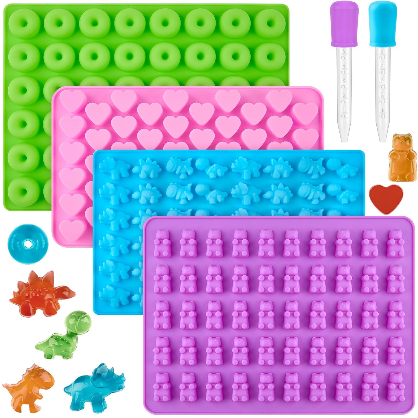 JOERSH Square Candy Molds Silicone Molds for Hard Candy, Gummy, Caramels, Chocolate, Ganache, Ice Cubes, 252 Cavity