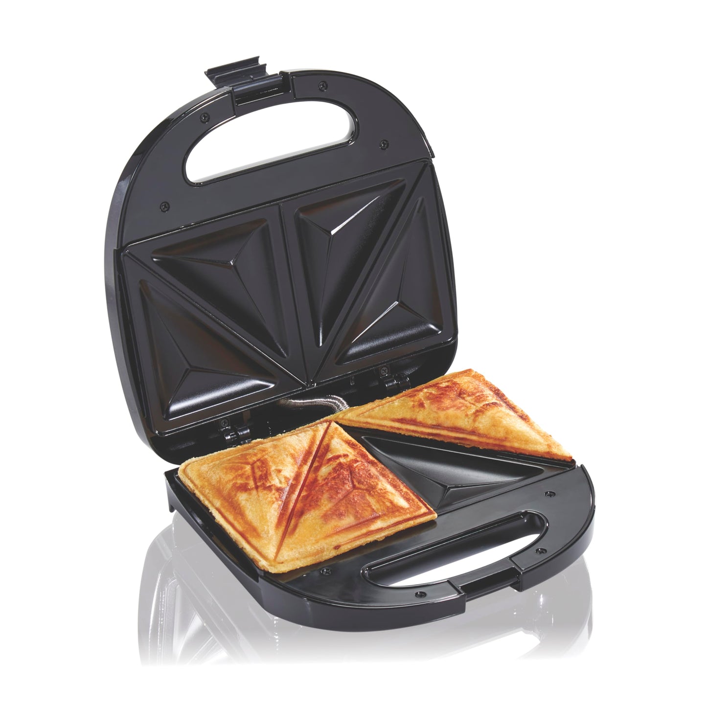 Hamilton Beach Electric Sealed Sandwich Maker Grill with PFAS-Free Nonstick Plates, Makes Stuffed French Toast, Omelets, Compact & Easy to Store, Black (25430G)