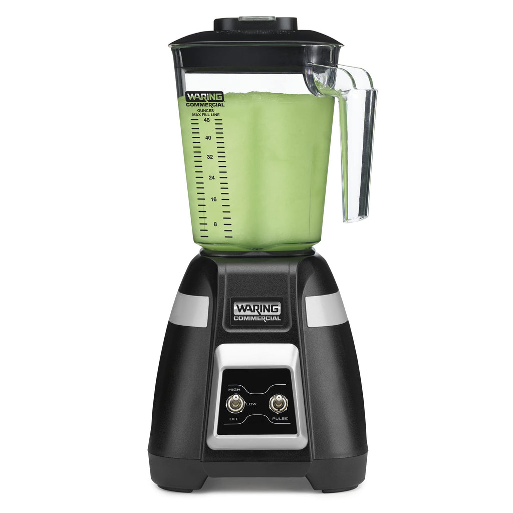 Блендер Waring Commercial BB300 Blade 1 HP з тумблерним керуванням та функцією імпульсного режиму, контейнер для штабелювання з кополіестеру без бісфенолу А об'ємом 48 унцій, 120 В, 5-15-фазна вилка, чорний колір
