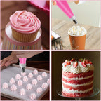 22pcs Piping Bags and Tips set,2 Reusable Silicone Pastry Bag with 14 Stainless Steel Nozzle Icing Tips Set, 3 Icing Smoother & 2 Couplers &1Sealing clip for Baking Decorating Cake Tool (Pink)