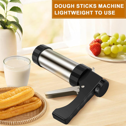 Churro Maker Machine, Stainless Steel Churro Gun Kit, Churros Maker Gun, Cookie Press Set with 1 Tips, 3 Discs, 2 Brushes