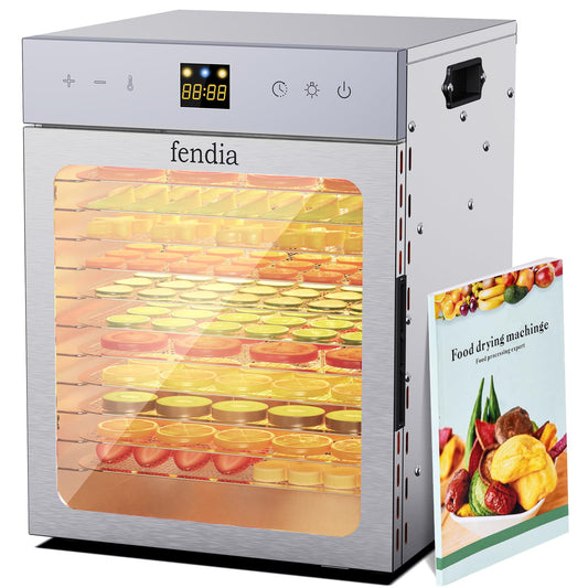 Food Dehydrator for Jerky, 12 Stainless Steel Trays, 1200W Fruit Dehydrator, 24H Timer and 190°F Temperature Control, Overheat Protection, Food Dryer for Jerky, Herbs, Fruit, Dog Treats