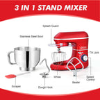 Kitchen in the box Stand Mixer, 6.5QT 660W Kitchen Electric Mixer, 6-Speed Tilt-Head Food Mixer with Dough Hook, Wire Whip, Beater, Dishwasher Safe (Red)