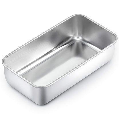 TeamFar Loaf Pans for Baking Bread, 9 × 5 Inch Stainless Steel Loaf Bread Pans Tins for Homemade Brownies, Healthy & Sturdy, Oven & Dishwasher Safe - Set of 2