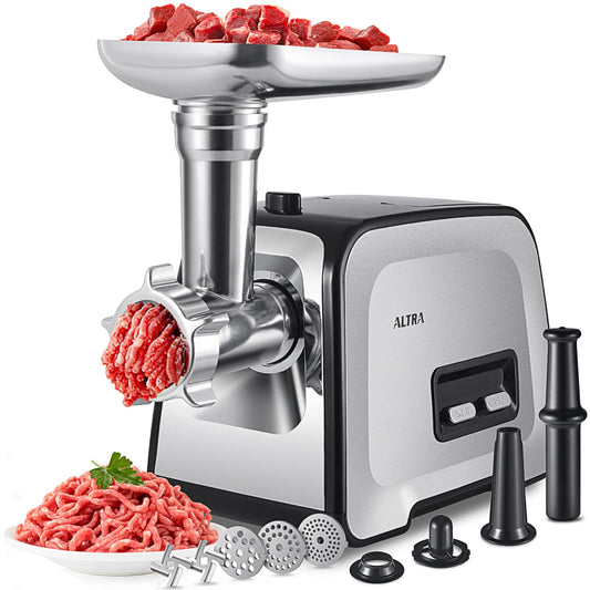 ALTRA LIFE Meat Grinder, Sausage Stuffer, [2800W Max] Electric Meat Mincer with Stainless Steel Blades & 3 Grinding Plates,Sausage Maker & Kubbe Kit for Home Kitchen & Commercial Using