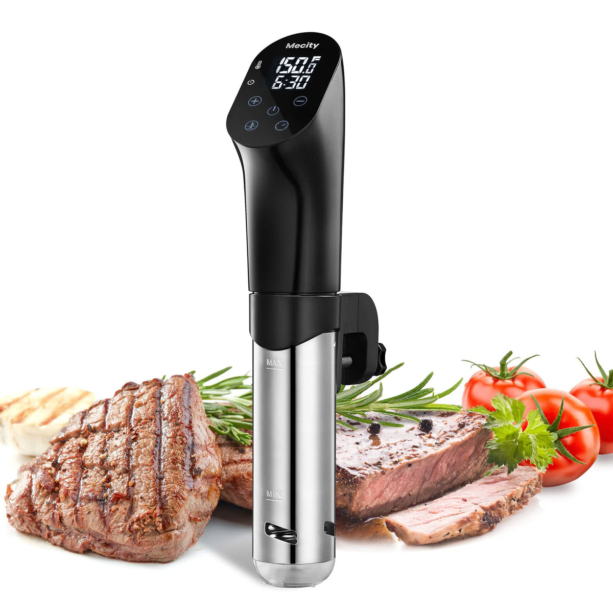 Mecity Sous Vide Precision Cooker Machine 1100 W gotowanie w kąpieli wodnej stek warzywa mięso ryby cyrkulator zanurzeniowy o dokładności 0,5 stopnia z przepisami