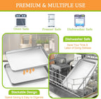 Quarter Sheet Pan Set of 4, CEKEE Stainless Steel Baking Sheet & Cookie Sheets for Baking, Baking Sheet Pan Oven Tray, Heavy Duty & Easy Clean Baking Pans Set - Size 12 x 10 x 0.98 Inch