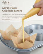 Nordic Paper 100pcs Large Size Natural Tulip Cupcake Liners for Baking, Large Muffin Liners, Cupcake Wrapper for Party, Christmas