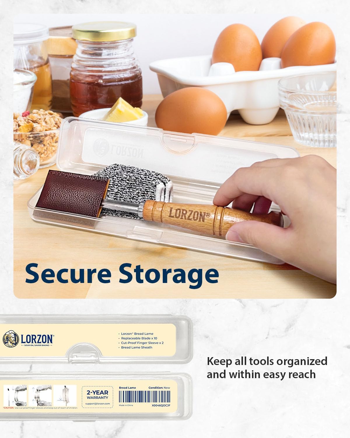 Bread Lame with Storage Box, Sourdough Scoring Tool with 10 Razor Blades and Cut-Proof Finger Sleeves, Scoring Knife for Bread Baking