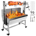 Migoda Grill Rotisserie ze stali nierdzewnej z osłoną tylną, silnik 25 W, mała pieczeń dla prosiąt i jagniąt, 37'' 2 w 1, grill węglowy do grilla, kempingowy, zewnętrzny, kuchenny