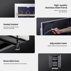 Yeego Wine Fridge Dual Zone 15 Inch, 28 Bottles Wine Cool Refrigerator with Glass Door & Safety Lock, Built-in/Freestanding/Under Counter, Perfect for Home & Kitchen