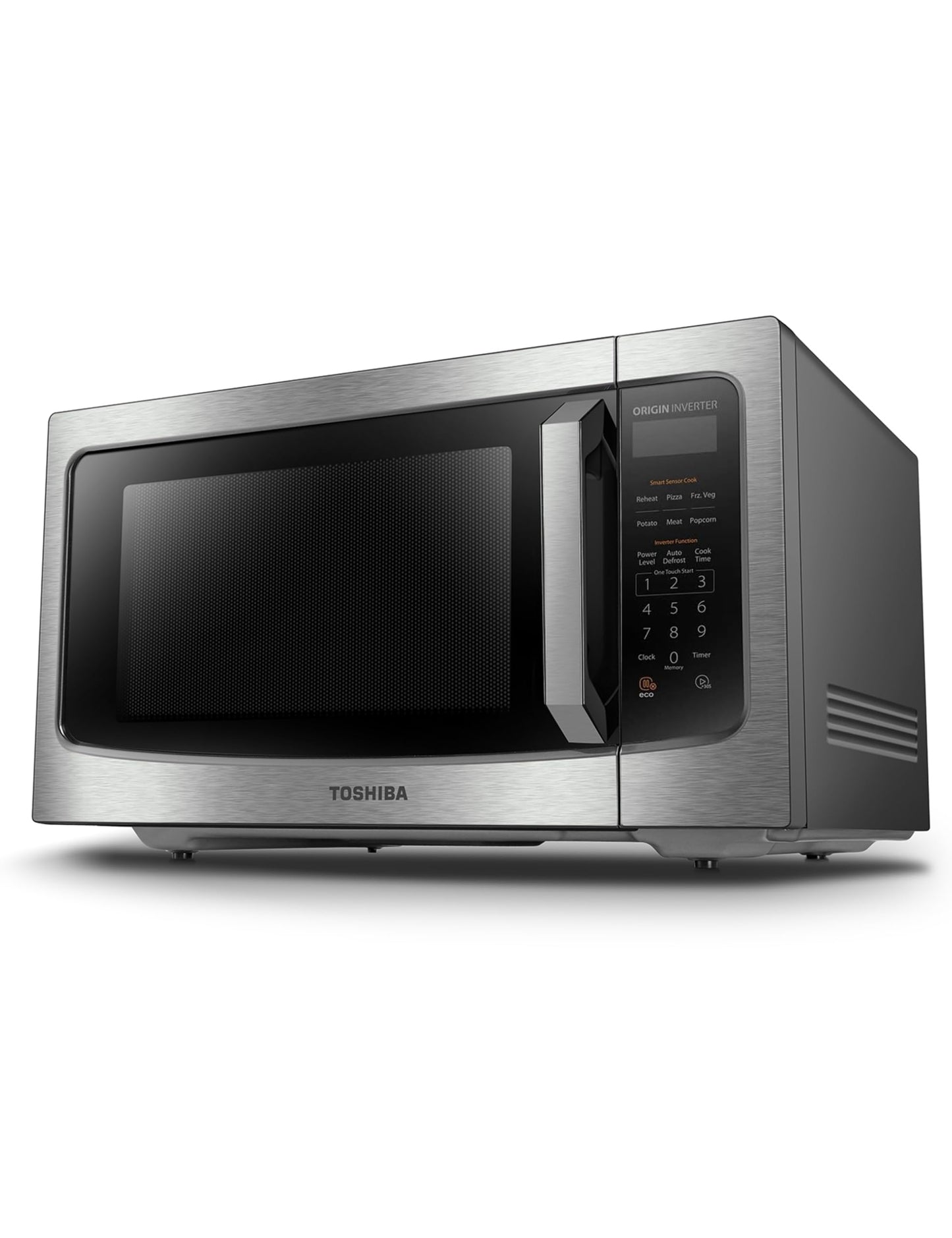 TOSHIBA ML-EM45PIT(SS) Countertop Microwave Oven with Inverter Technology, Kitchen Essentials, Smart Sensor, Auto Defrost, 1.6 Cu.ft, 13.6" Removable Turntable, 33lb.&1250W, Stainless Steel