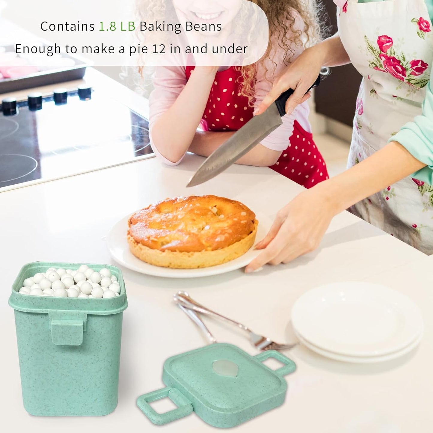 KOMIDK 1.8LB Baking Pie Crust Weights, White, Ceramic, Round