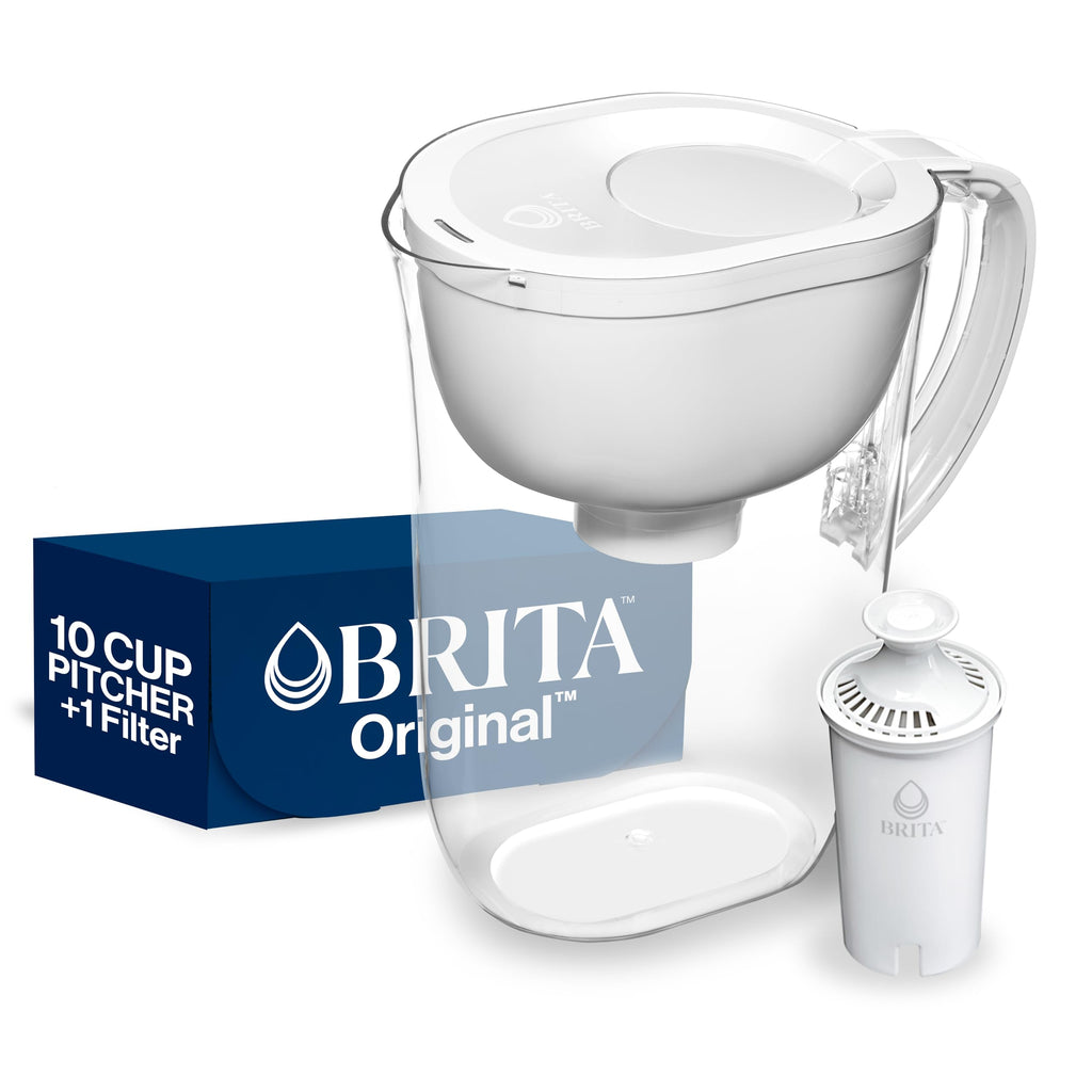 Dzbanek filtrujący do wody Brita Everyday Standard z wskaźnikiem wymiany filtra SmartLight, redukuje zanieczyszczenia miedzią, kadmem i rtęcią, zawiera 1 filtr, bez BPA, wystarcza na 2 miesiące, 10 filiżanek, biały