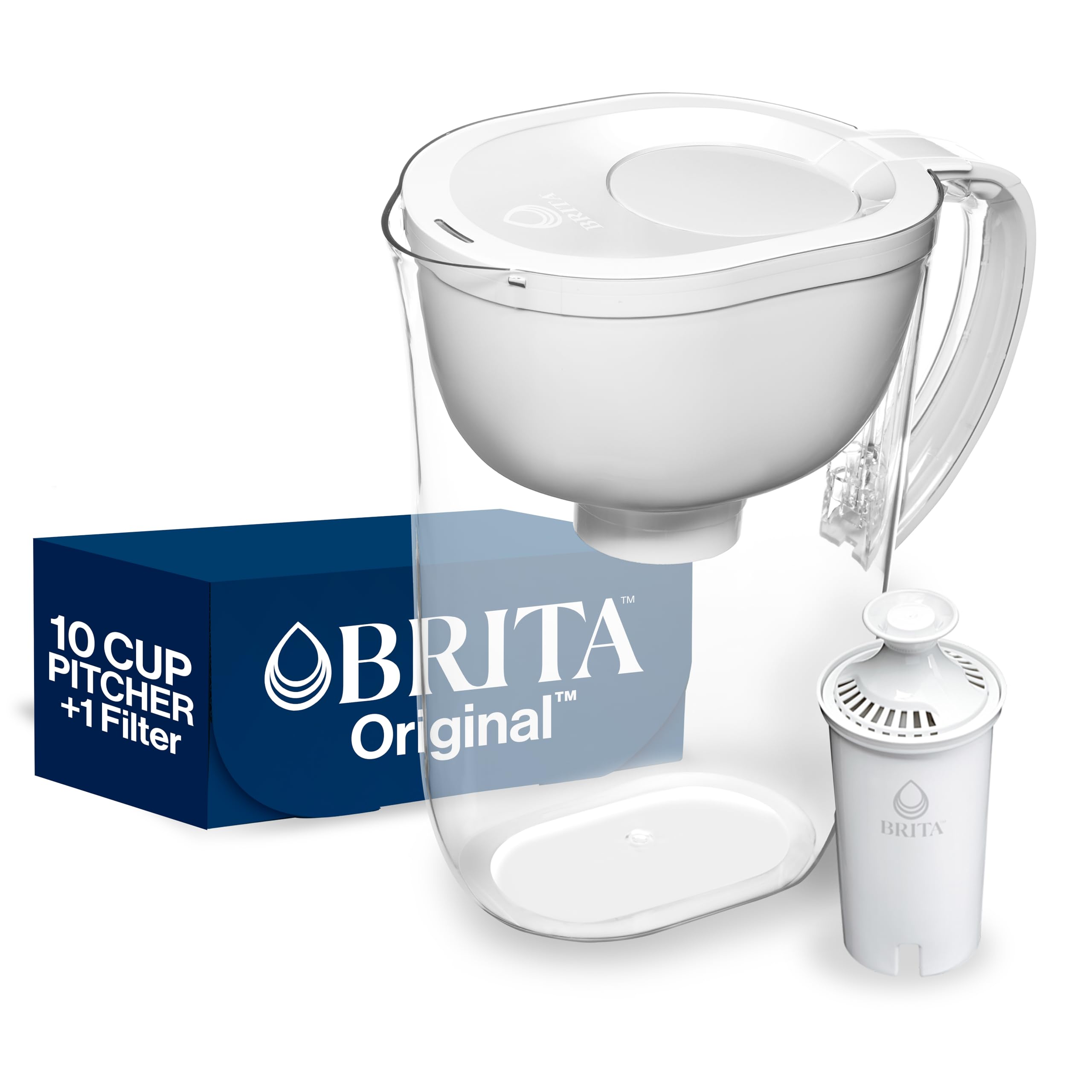 Dzbanek filtrujący do wody Brita Everyday Standard z wskaźnikiem wymiany filtra SmartLight, redukuje zanieczyszczenia miedzią, kadmem i rtęcią, zawiera 1 filtr, bez BPA, wystarcza na 2 miesiące, 10 filiżanek, biały