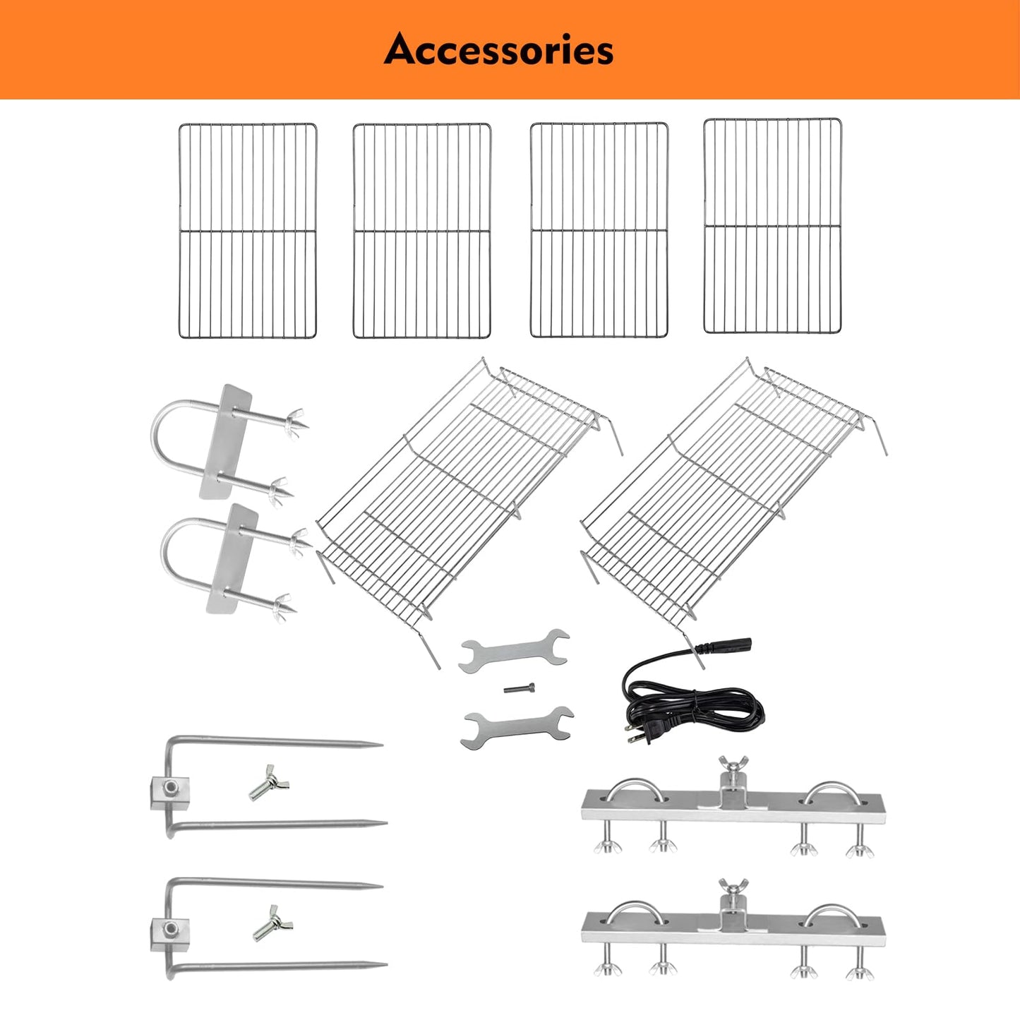 DEWOSEN 50W Rotisserie Grill With Wind Screen Roaster 51 Inch BBQ Outdoor Pig Lamb Rotisserie Roaster 132LBS/60KG Stainless Steel Charcoal Spit Rotisserie Roaster Grill for Camping Outdoor Barbecue