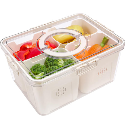 Snackle Box Container, 8 Compartments Divided Serving Tray with Lid and Handle, Portable Snack Box Containers for Veggie Tray Charcuterie Boxes Fruit Storage Candy Organizer (8 Compartments)