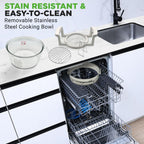 NutriChef Halogen Oven Countertop Air Fryer - 1200 W 13QT Infrared Convection Cooker z misą ze stali nierdzewnej do gotowania zdrowych posiłków, idealny do kurczaka, steków, ryb, żeberek, krewetek i innych -AZPKAIRFR48