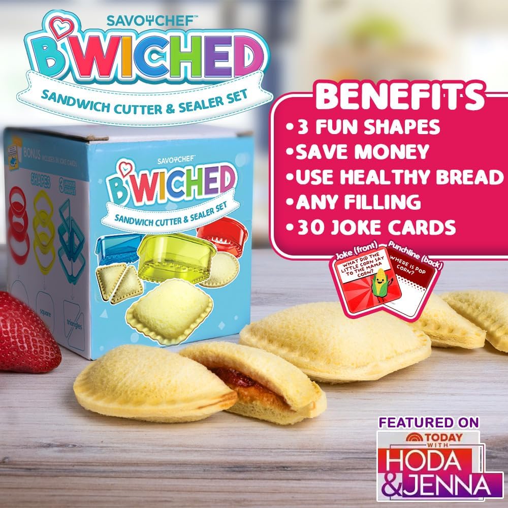 Sandwich Cutter and Sealer - Crustless Sandwich Maker - Cut and Seal - Lunch Box and Bento Box - Boys, Girls, Kids Lunch - Sandwich Cutters for Kids - Triangle, Circle, Square