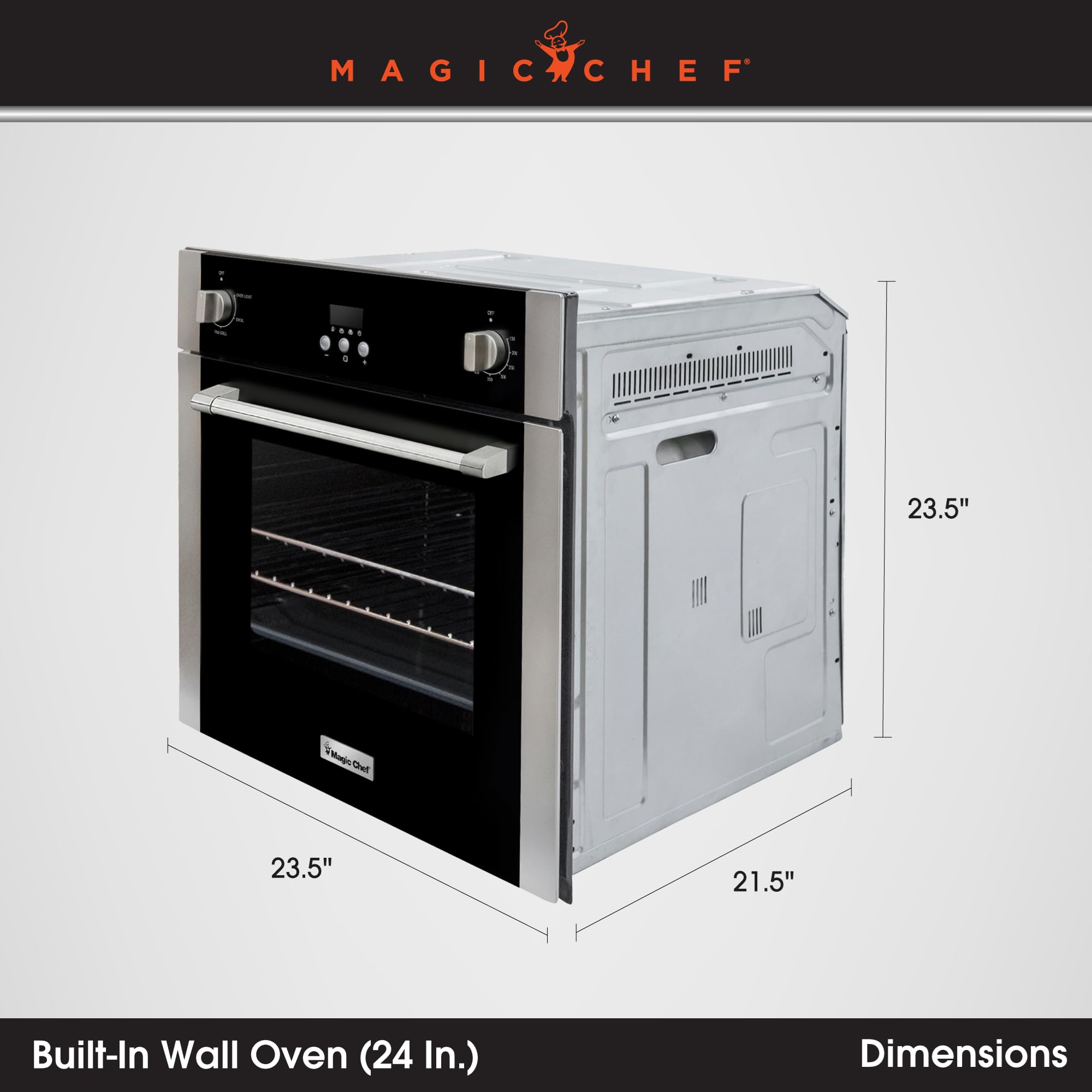 Piekarnik ścienny Magic Chef Single Electric z funkcją konwekcji do gotowania i pieczenia, 24"