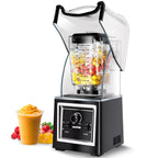 Blender klasy profesjonalnej Wantjoin - dźwiękoszczelny i cichy blender komercyjny, zdejmowana osłona, moc 2000 W, pojemność 67 uncji - idealny do kuchni, do owoców, koktajli, smoothie i mrożonych napojów (czarny)