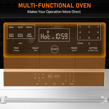 Wall Oven 30 Inch Electric Range, 4.8 Cu.Ft. Built-In Convection Oven with Broil Bake Roast Function, Safety Lock, LED Display, Touch Control, Timer, 3800W, Sliver