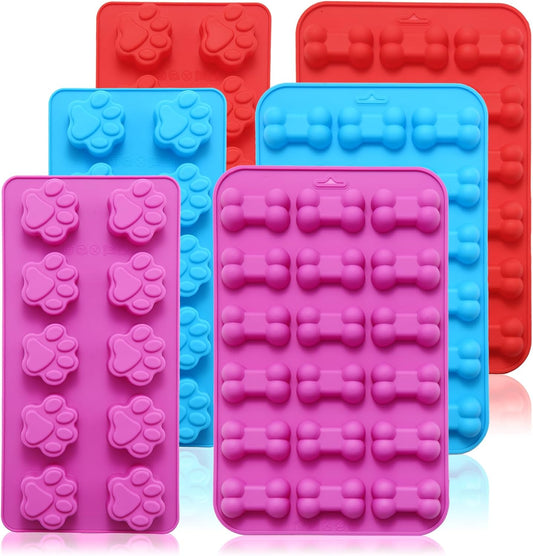 6PCS Silicone Molds Puppy Dog Paw and Bone, Elegant Chocolate Molds for Baking, Non-Stick gummy molds, Dog Treat Molds, Used for Chocolate, Candy,Pudding, Jelly,Ice Cube,Biscuits,Dog Treat by AOULELA