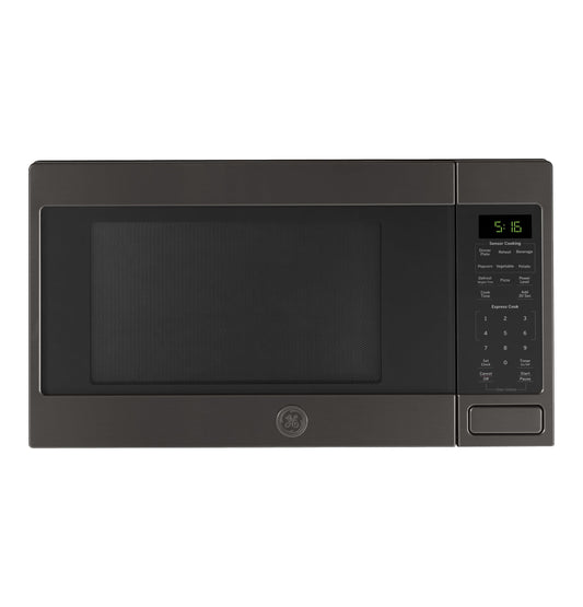 GE GCST16S1WTS Microwave Oven, 1,150-watt 8 Auto Cooking Settings, Kitchen Essentials for The Countertop, Dorm Room or Apartment, Child-Lock Technology 1.6 Cu. Ft, Black Stainless