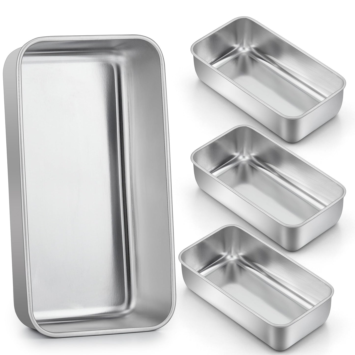 LIANYU 8 Pack 9x5 Loaf Pans for Bread Baking, Stainless Steel Baking Bread Pans, Small Loaf Tins for Homemade Brownies and Pound Cakes, Dishwasher Safe