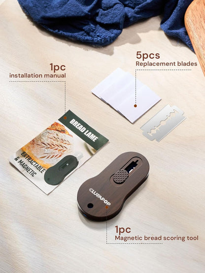Bread Lame | Sourdough Scoring Tool | Bread Scoring Tool | Lame Bread Tool | Sourdough Tools Includes 5 Bread Razor Blades, Extractable & Magnetic Scoring Knife for Bread Baking