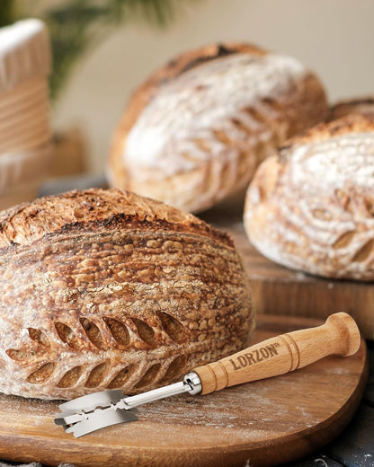 Bread Lame with Storage Box, Sourdough Scoring Tool with 10 Razor Blades and Cut-Proof Finger Sleeves, Scoring Knife for Bread Baking