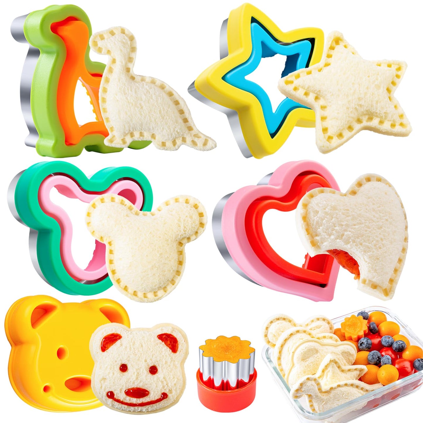 Star Cookie Cutters 4 Pcs, Kimfead Sandwich Cutter for Kids Lunch, Vegetable Fruit Cutters Shapes, Stainless Steel Biscuit Cutters for Children Boys Girls