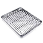 TeamFar Toaster Oven Tray and Rack Set, 9.3’’ x 7’’ x 1’’, Stainless Steel Toaster Oven Pan Broiler Pan, Non Toxic & Healthy, Easy Clean & Dishwasher Safe