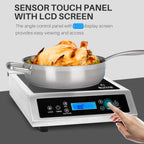 Duxtop Professional przenośna kuchenka indukcyjna, palnik do użytku komercyjnego, palnik indukcyjny o mocy 1800 W z czujnikiem dotykowym i ekranem LCD, P961LS/BT-C35-D, srebrny/czarny