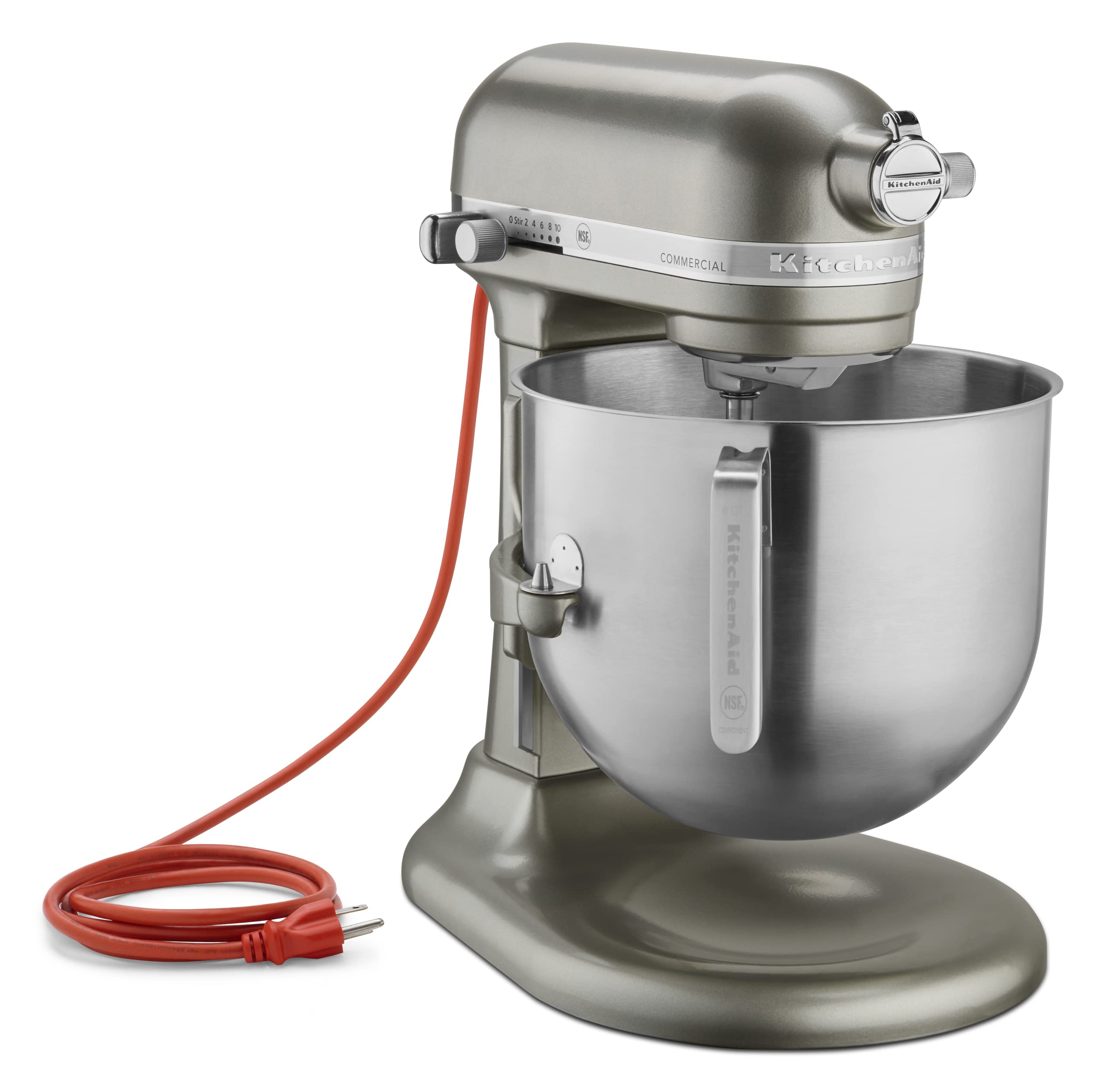 KitchenAid KSM8990CU 8-літровий комерційний настільний міксер, 10 швидкостей, редукторний привід, контурно-сріблястий