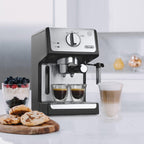 De'Longhi 15-Bar Pump Espresso Machine with Manual Milk Frother for Latte, Cappuccino, Black, ECP3420