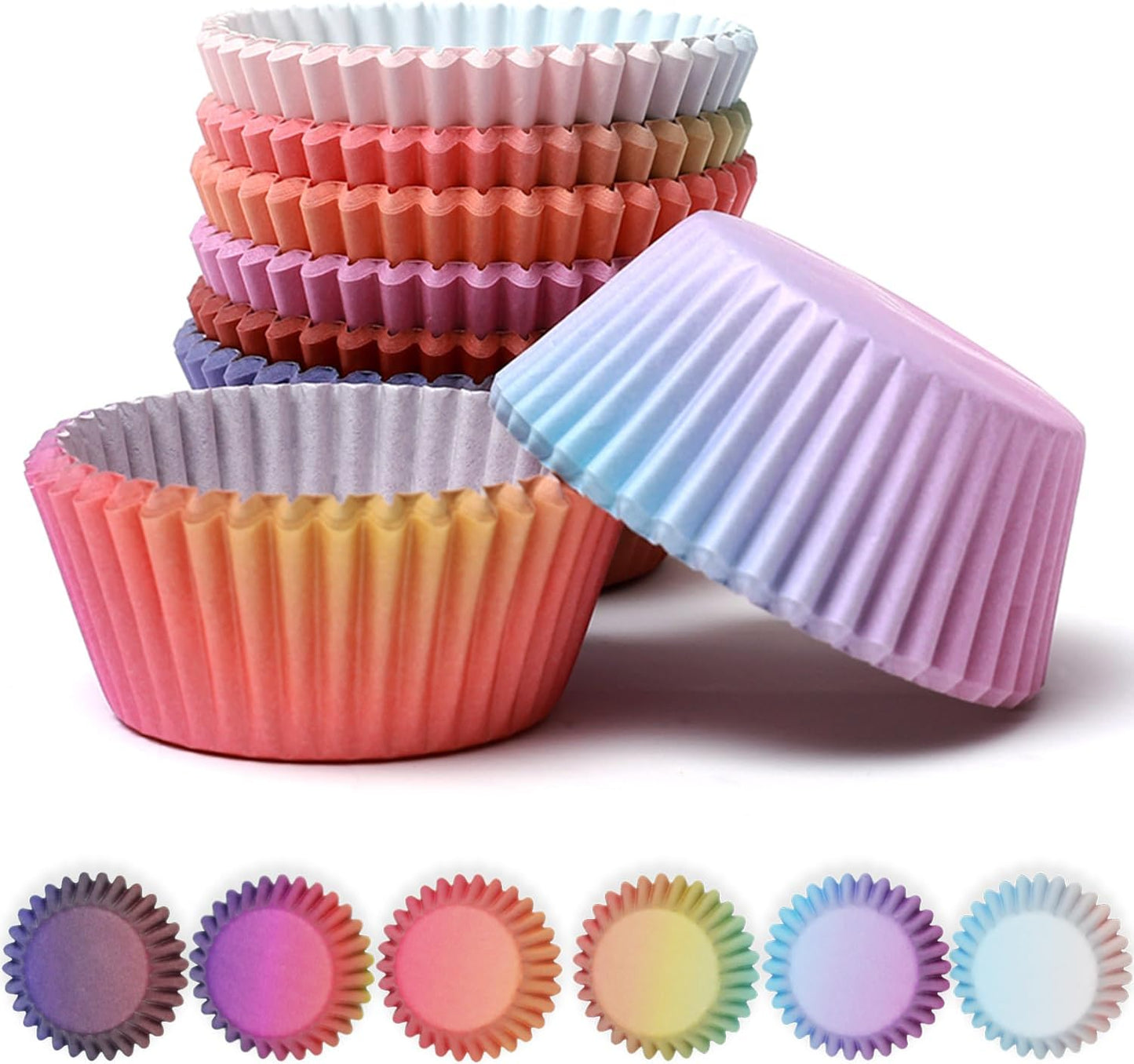 qiqee Cupcake Liners Cupcake Cups 300-Count Food Grade Gradient Design Cupcake Papers Baking Cups Cupcake Wrappers