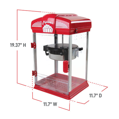 West Bend Stir Crazy Movie Theater Popcorn Popper with Nonstick Popcorn Kettle, Measuring Tool and Popcorn Scoop for Gourmet Popcorn Machine , 4 Qt., Red