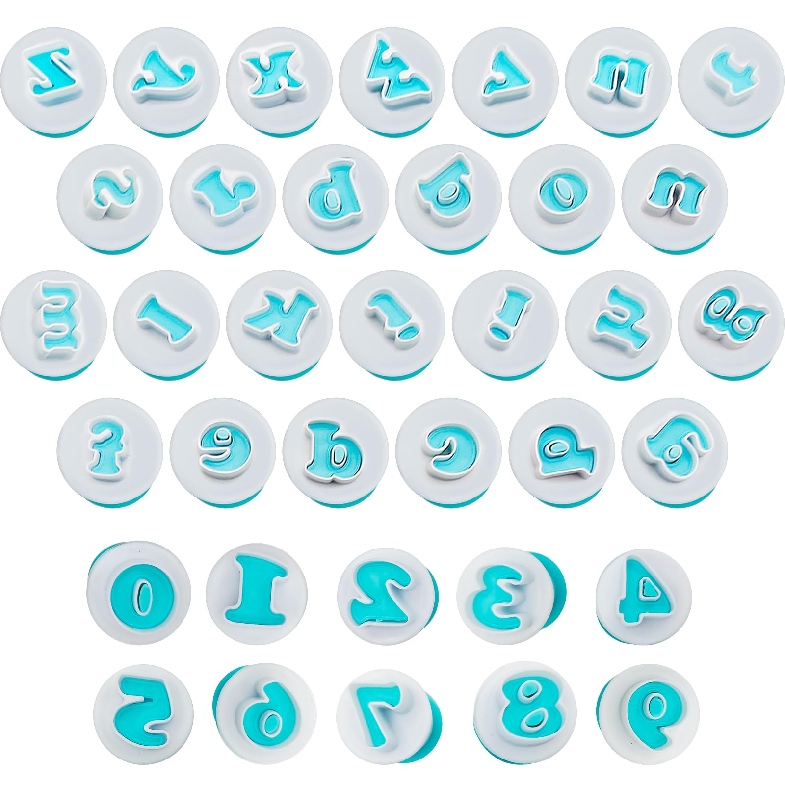 172 PCS Alphabet Number Symbols Cookie Cutters Set Biscuit Fondant Cake Impress Embosser Cutter Stamp Press DIY Embosser Mold for Cake Baking Clay