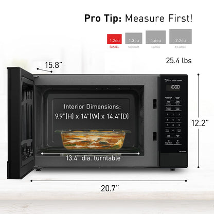 Panasonic NN-SN65KB Microwave Oven with Inverter Technology 1200W, 1.2 cu.ft. Small Genius Sensor One-Touch Cooking, Popcorn Button, Turbo Defrost-NN-SN65KB (Black)