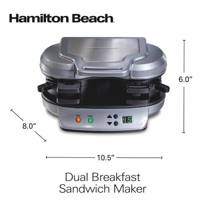 Hamilton Beach Dual Breakfast Sandwich Maker with Timer, Silver (25490A)